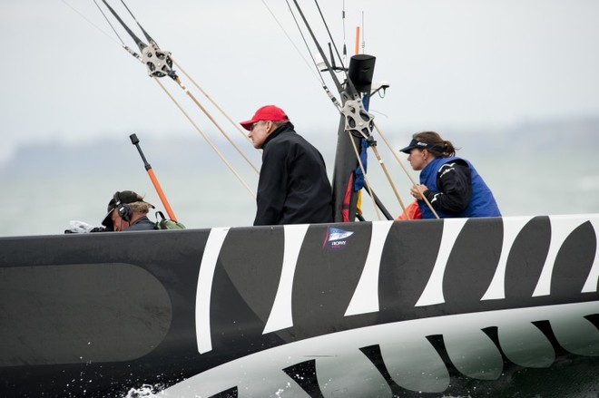 SWE ARTEMIS vs ITA MASCALZONE Americas cup legend John Bertrand as the 18th man aboard ARTEMIS with Katie Spithill as the onboard observer - Louis Vuitton Trophy Auckland &copy; Paul Todd/Outside Images http://www.outsideimages.com